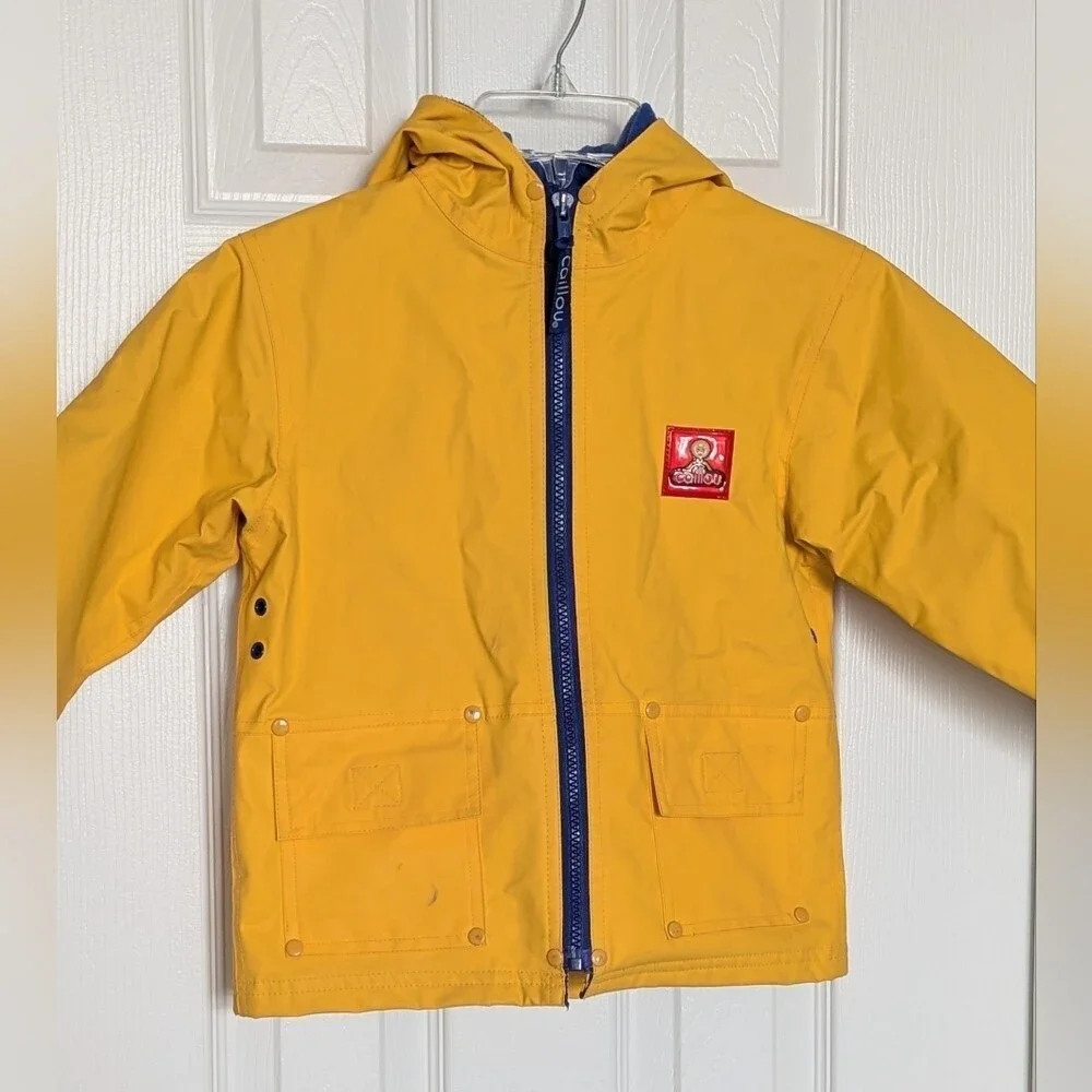 Vintage Caillou Unisex Kids' (Size 3) Lined Hooded Spring/Fall/Rain Jacket/Coat